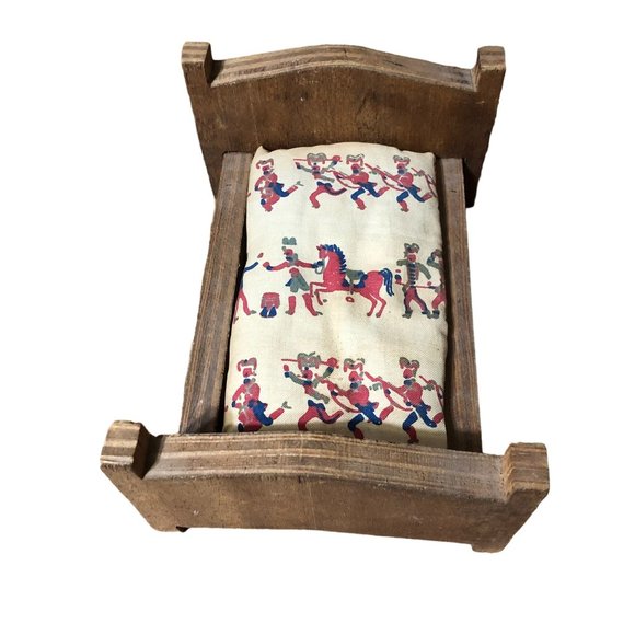 Vintage Doll Bed Wooden Primitive 10"x7"x4.5" Handmade Dollhouse Furniture Rusti - Picture 10 of 12
